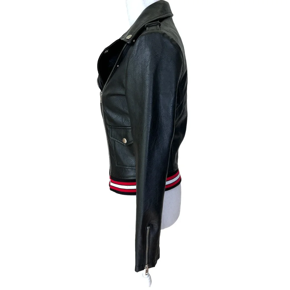 Romeo & Juliet Vegan Leather Moto Jacket Black Size Small - Picture 13 of 13